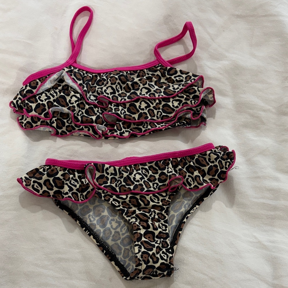 Pink Platinum Leopard-Print Bikini with Hot Pink Trim